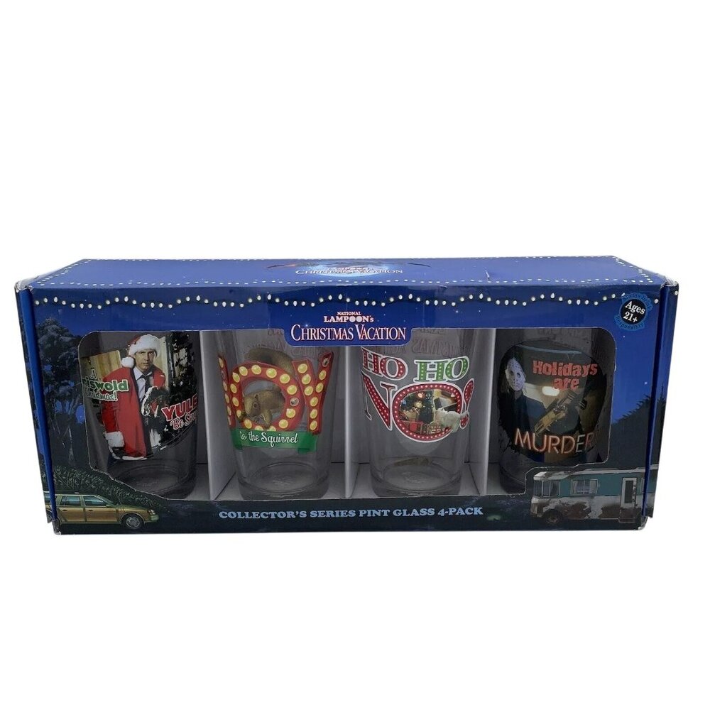 National Lampoons Christmas Vacation 16 Oz Pint Glass Collectors Series 4 Pk NEW